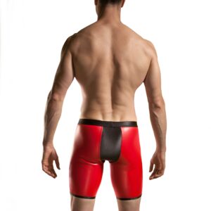 Redback Kunstleder Longpants, Hose, enganliegende shorts, Letherlike, Wetlook, Lederimitat, rot-schwarz,