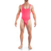 swim bodysuit men, Basic Body Men, Tangabody Neon pink, Coral Herren Badeanzug