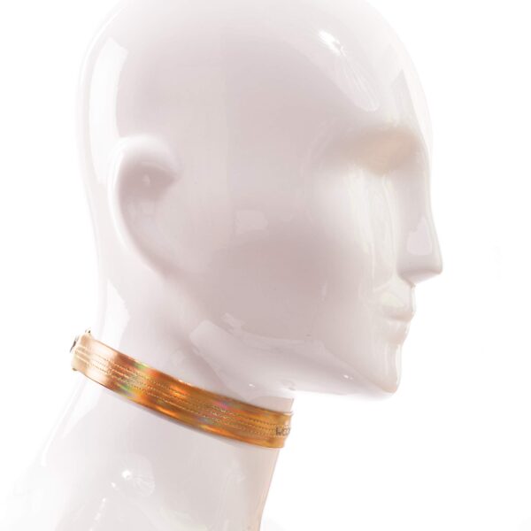 Golden Line, Halsband, String, gold glänzendes Lederimitat, Lack, dehnbar, verstellbar